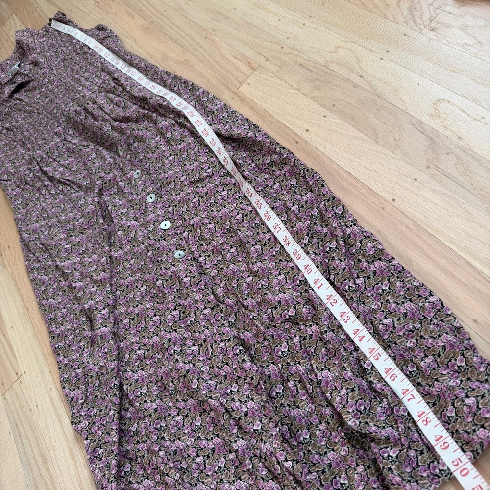 Vtg Robbie Bee Ditzy Floral Sleeveless Maxi Button Front Dress Size 10 Purple - Picture 9 of 9